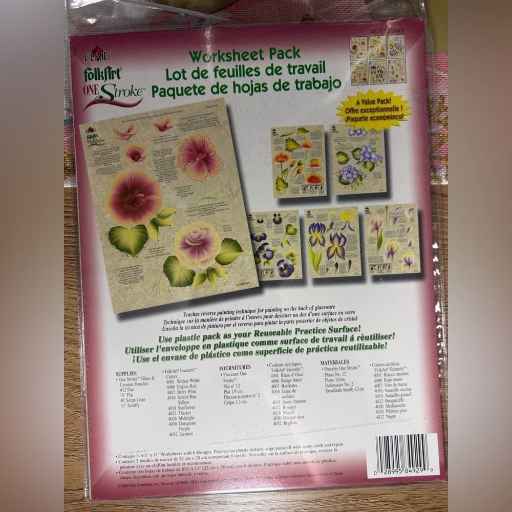 Plaid Folk Art One Stroke Worksheet Pack #1013 Florals.